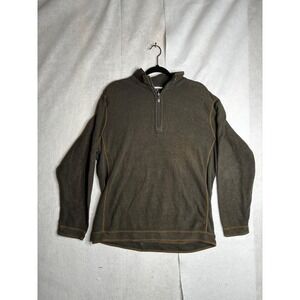 Tommy Bahama Jeans Mens Green Waffle Knit 1/4 Zip Sweater see measurements
